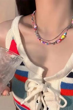 Y2K Beaded Pin Necklace