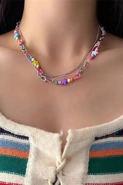 Y2K Beaded Pin Necklace