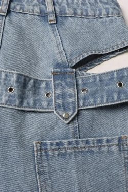 Y2K Belted Cut Out Jeans