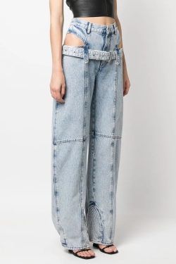 Y2K Belted Cut Out Jeans
