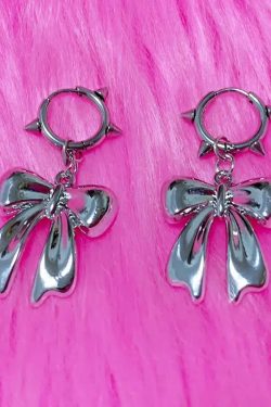 Y2K Bow Spiked Hoop Earrings