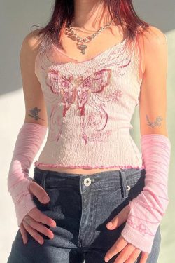Y2K Butterfly Pink Crop Top