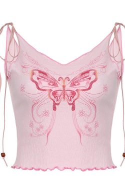 Y2K Butterfly Pink Crop Top