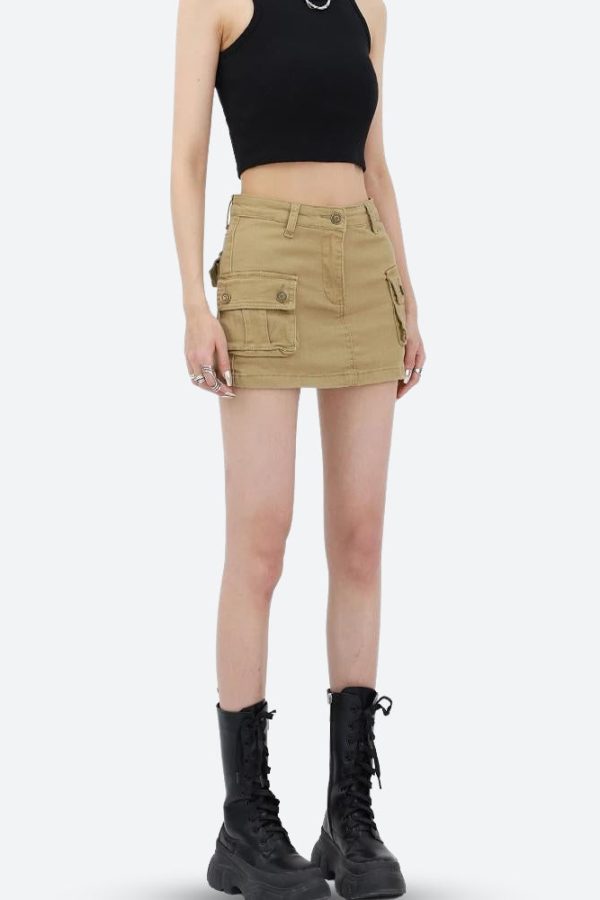 Y2K Cargo Denim Mini Skirt