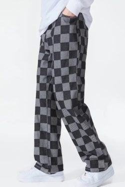 Y2K Checkered Black Pants