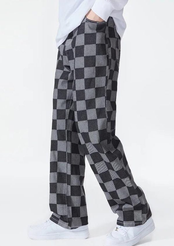 Y2K Checkered Black Pants