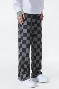 Y2K Checkered Black Pants