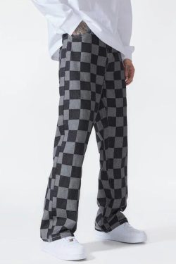 Y2K Checkered Black Pants