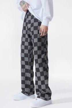 Y2K Checkered Black Pants