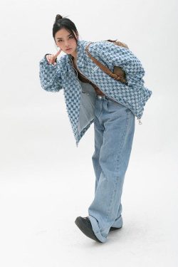 Y2K Checkered Zip Up Jacket