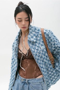 Y2K Checkered Zip Up Jacket