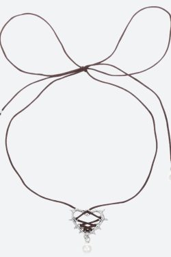 Y2K Coquette Barbed Heart Bow Tie Necklace