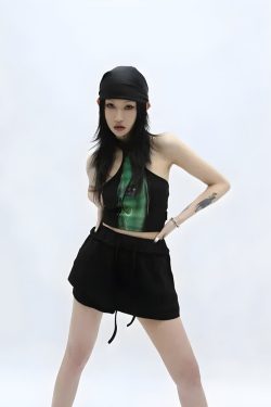 Y2K Cropped Halter Top