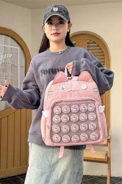 Y2K Cute Cat Ita Backpack Transparent Kawaii Harajuku School Bag DIY Display Student Rucksack