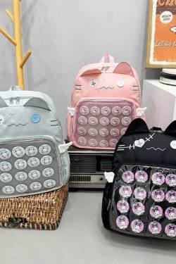 Y2K Cute Cat Ita Backpack Transparent Kawaii Harajuku School Bag DIY Display Student Rucksack
