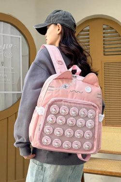 Y2K Cute Cat Ita Backpack Transparent Kawaii Harajuku School Bag DIY Display Student Rucksack