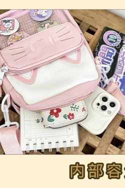 Y2K Cute Cat Ita Shoulder Bag Kawaii Transparent Crossbody DIY Display Mini Handbag