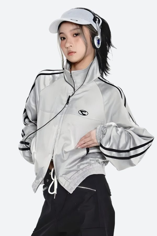 Y2K Cyberpunk Reflective Double Zip-Up Jacket