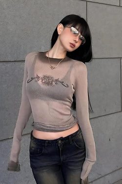 Y2K Cyberpunk Sigilism Sheer Top