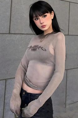 Y2K Cyberpunk Sigilism Sheer Top