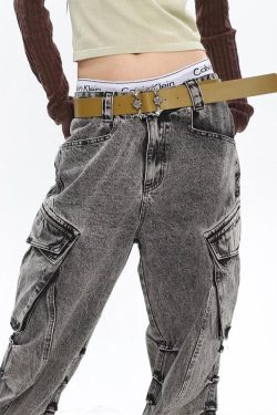 Y2K Distressed Big Pockets Cargo Jeans