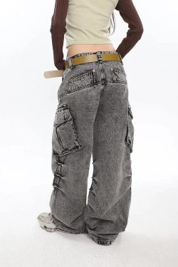 Y2K Distressed Big Pockets Cargo Jeans