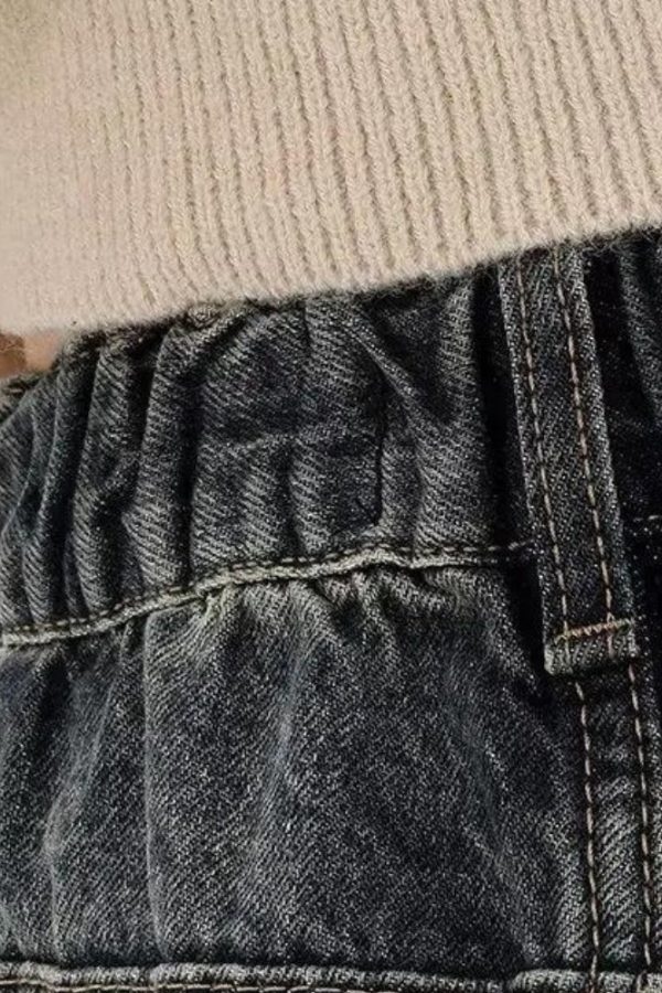 Y2K Distressed Pocket Wide Leg Jeans