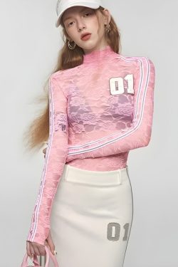 Y2K Embroidered Lace Top