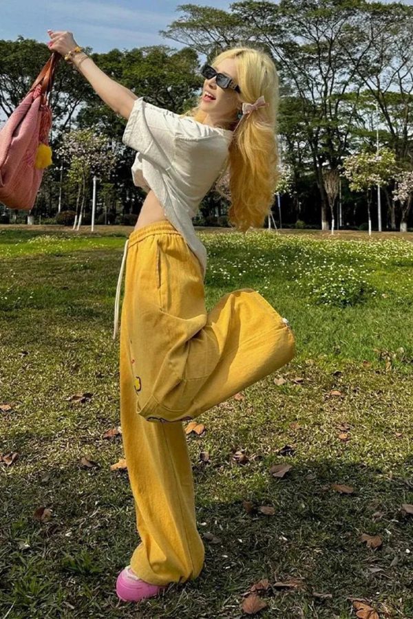 Y2K Embroidered Wide Leg Pants