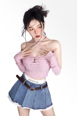 Y2K Fake Two Piece Pleated Mini Skirt