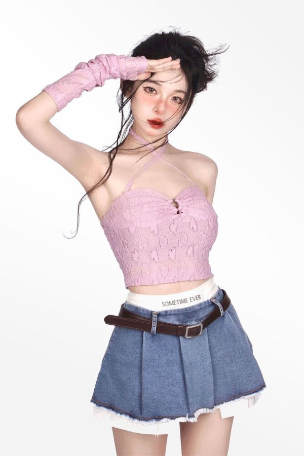 Y2K Fake Two Piece Pleated Mini Skirt