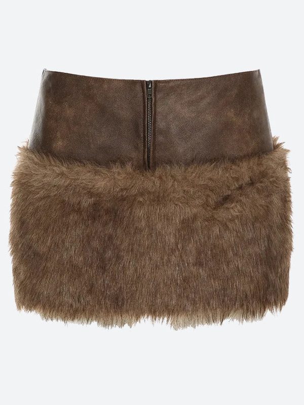 Y2K Faux Fur Mini Skirt
