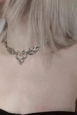 Y2K Flaming Heart Necklace