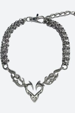 Y2K Flaming Heart Necklace