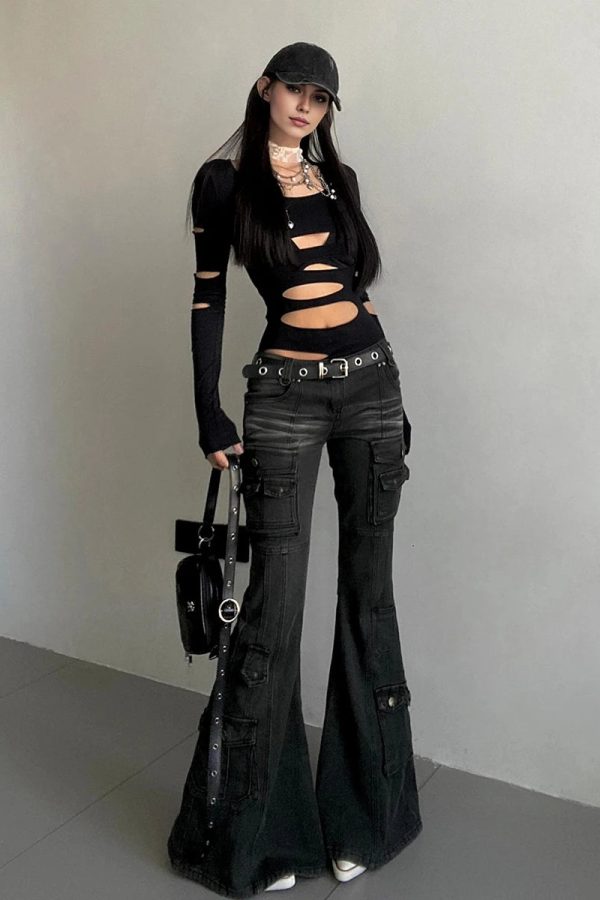 Y2K Flared Cargo Jeans