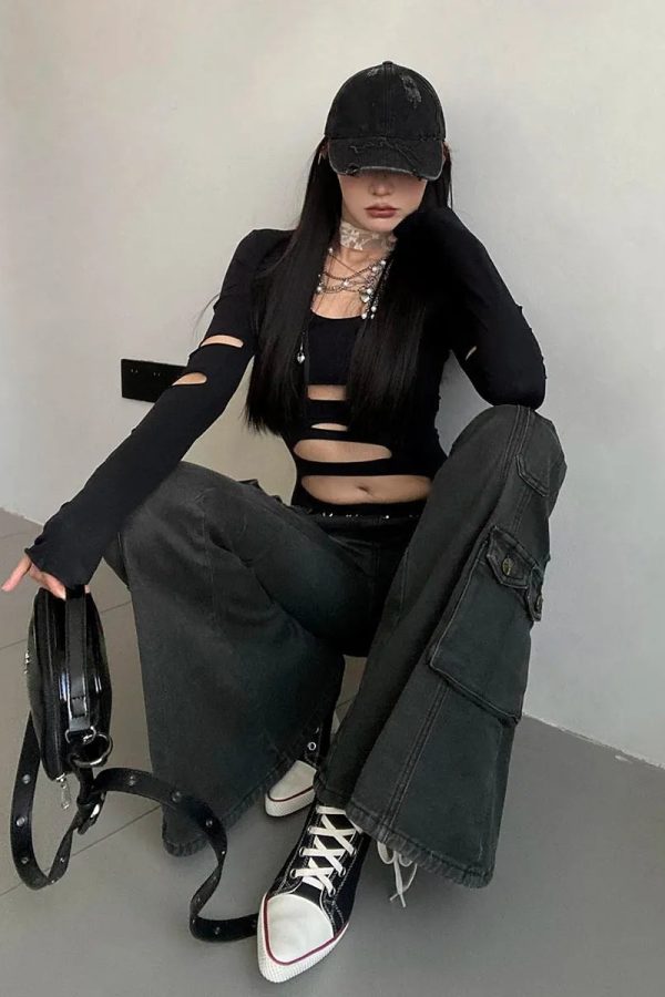 Y2K Flared Cargo Jeans