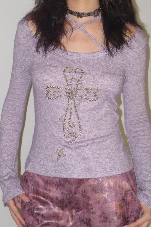 Y2K Golden Cross Top