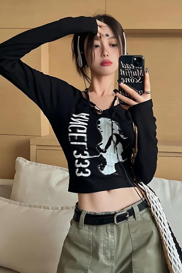 Y2K Grunge Angel 333 Top