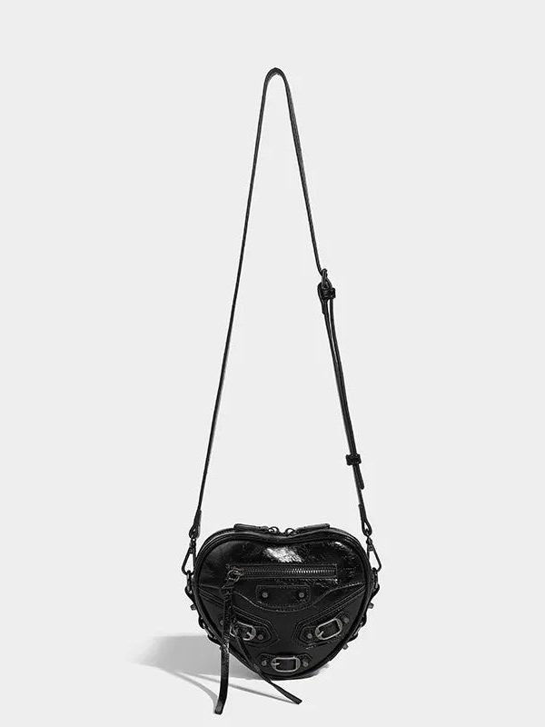 Y2K Grunge Belted Heart Shaped Bag