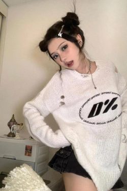 Y2K Grunge Distressed Knitted Sweater