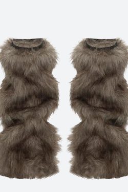 Y2K Grunge Faux Fur Leg Warmers