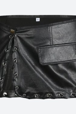 Y2K Grunge Faux Leather Mini Skirt