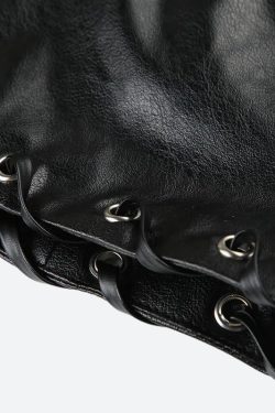 Y2K Grunge Faux Leather Mini Skirt