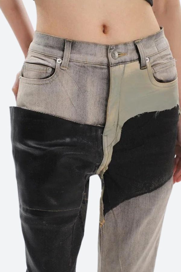 Y2K Grunge Patchwork Flare Pants