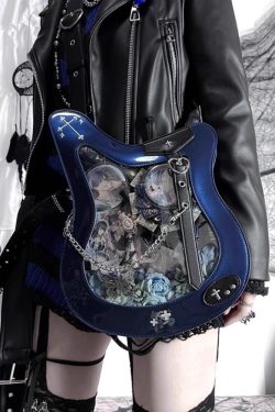Y2K Guitar and Bass-Shaped Ita Bag with Pin Display Design