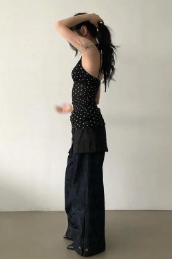 Y2K Halter Neck Polka Dot Top