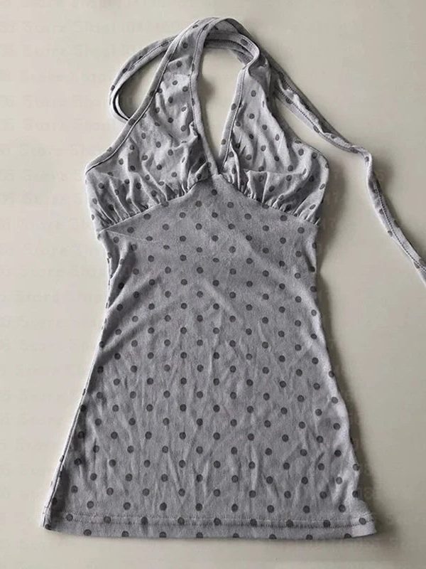 Y2K Halter Neck Polka Dot Top