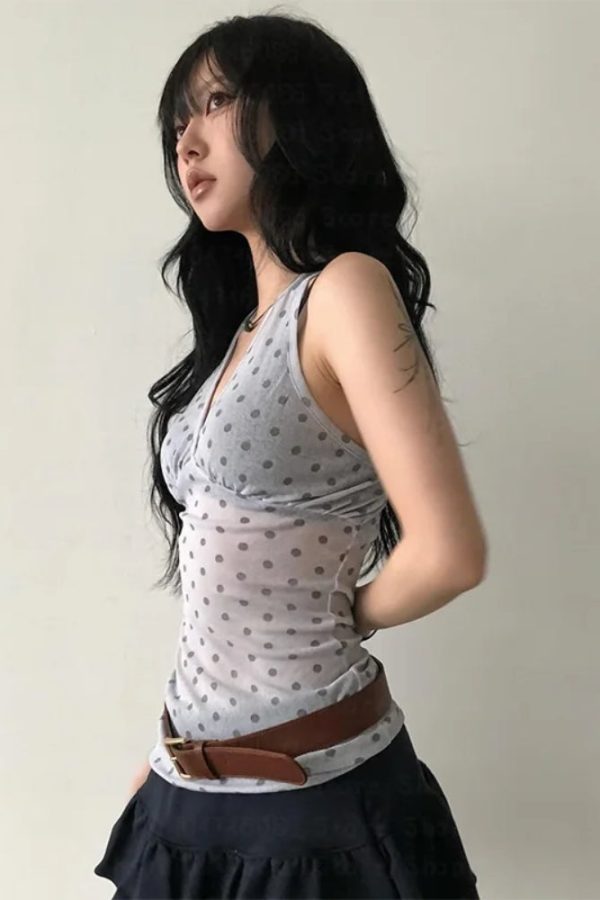 Y2K Halter Neck Polka Dot Top