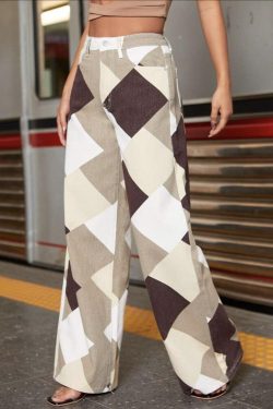 Y2K Harlequin Wide Leg Jeans