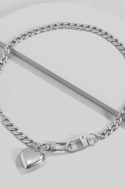 Y2K Heart Chain Beaded Necklace